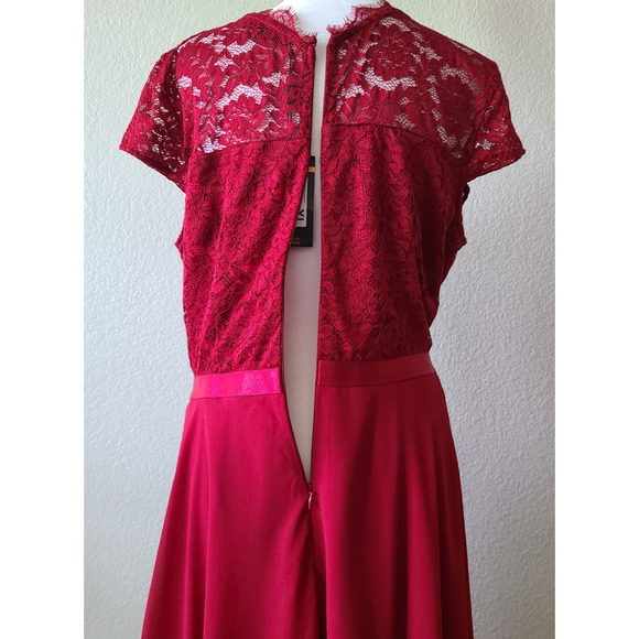 HOCO Sorority‎ Dress XL Lace Overlay Ruffled Wedding Guest Cocktail Miusol NWT - Picture 5 of 14